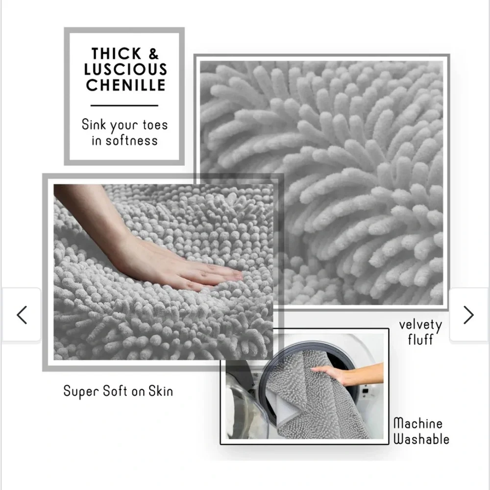 🆕 Hearth & Harbor Non-Slip Super Plush Chenille Bathroom Rugs, New In Plastic